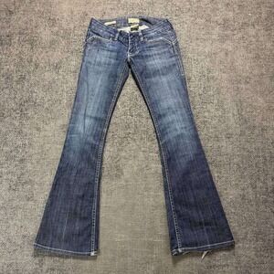 William Rast Flare Jeans Womens 29 Blue Low Rise Y2K Embroidered Pockets 1015